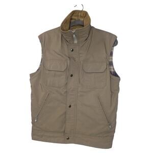 VINTAGE WOOLRICH Mens XL Khaki Utility Vest Wool Lined 5 Pocket See Measurements